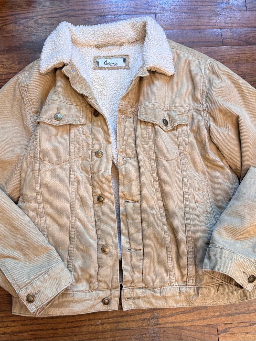 Men’s vintage 70’s Corduroy Sherpa-trucker Jacket beige, medium